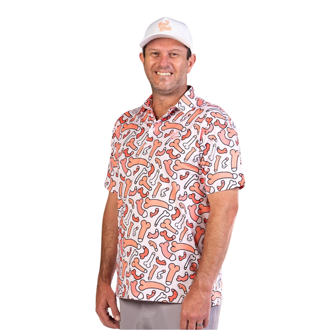 GOLF GODS - GOLF GODS Men's Ding Dong Pink Cool Tech Performance Polo - The Agora Bangkok